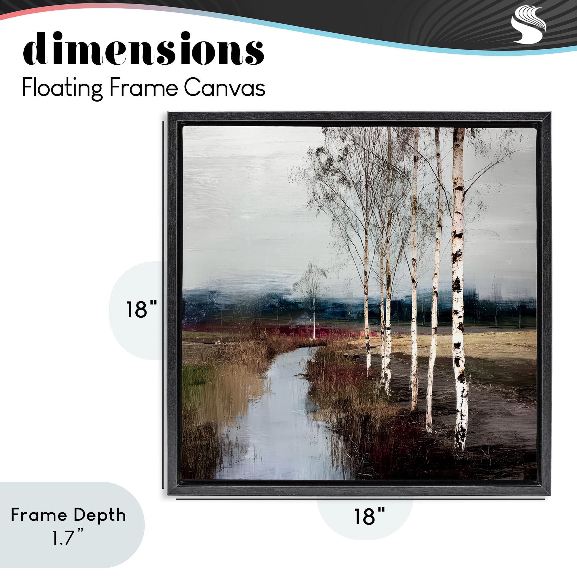 Stupell Industries Birch Creek River Black Framed Floater Canvas Wall Art, design by Kim Curinga