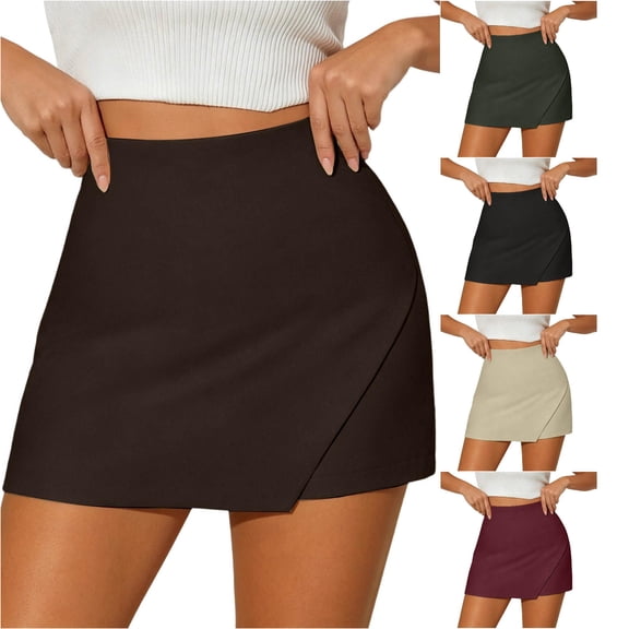 Asymmetric Skirt Shorts Style Pleated A Line Skort with Pockets Swim Skirt XL