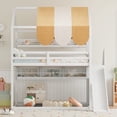 thumbnail image 3 of Harper & Bright Designs Full Size House Bed with Canopy and Slide, Wood Loft Bed with Built-in Bookshelves and Storage Staircase, White, 3 of 9