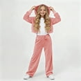 thumbnail image 4 of Toddler Girl Sweatsuit Velour Kids Pink Sweatsuit Zipper Cropped Hoodies Sweatpants Set Girls Sweatsuits Size 12-24 Months, 4 of 4