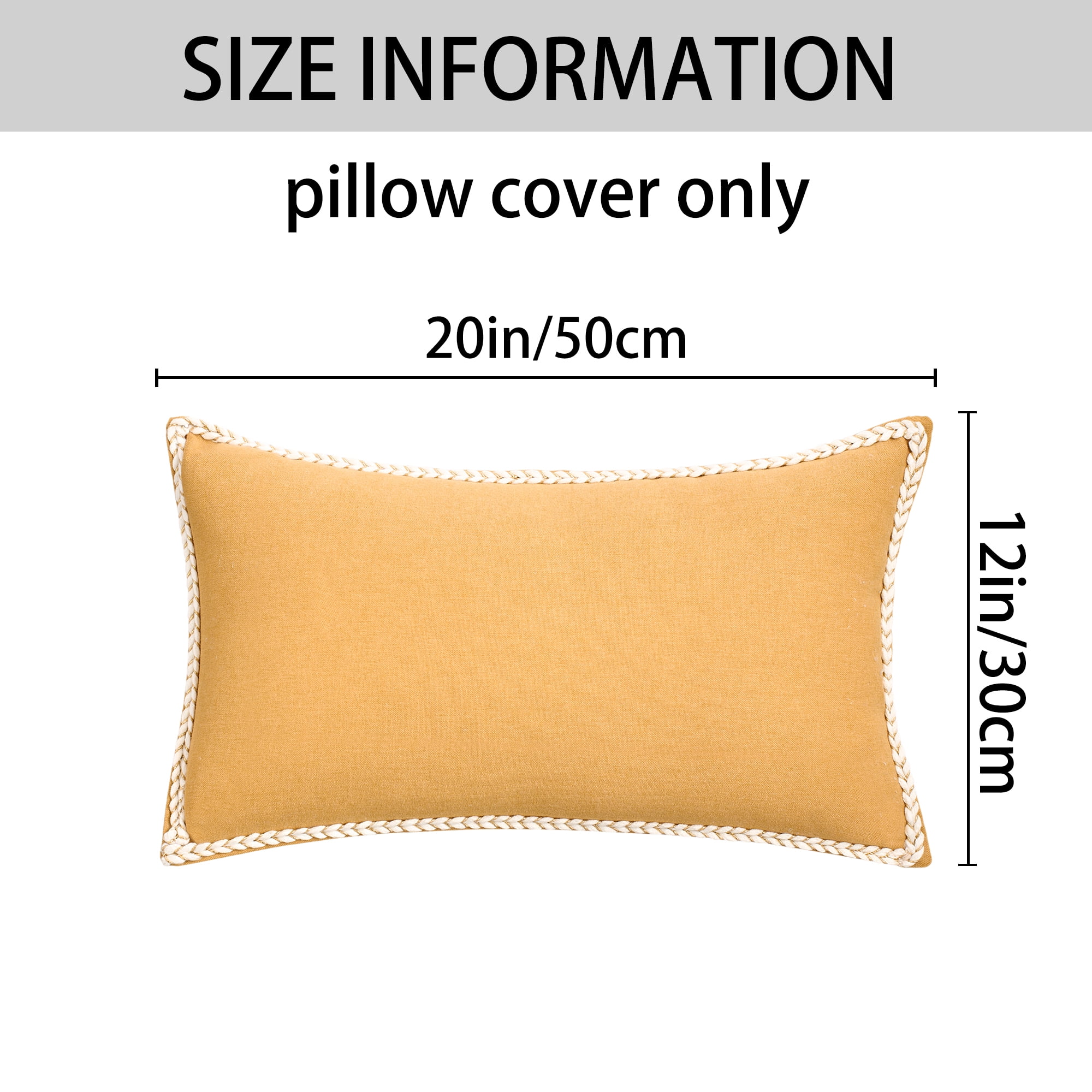 Unique Bargains Pack of 2 Soft Solid Throw Pillow Covers Cases for Couch 20" x 12" Yellow