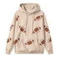 thumbnail image 5 of Football Sweatshirts Women Game Day Baggy Hoodie Fall Tops Plus Size Hooded with Pockets Soft Tunic Tops Long Sleeve Cute Hoodies Basic Tee Mom Shirts Sunday Funday Shirt Pullover Hoodies Gift Beige, 5 of 5