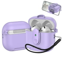 Dteck for AirPods 4th Gen Case with Phone Stand, Auto Open Secure Lock Cover Compatible with AirPods 4 (2024) with Lanyard, Full Body Drop Protective Cover for Men Women,Purple