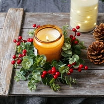 Kumdkd Christmas Red Berry Candle Wreaths, Holiday Winter and Wedding Decor Candle Rings
