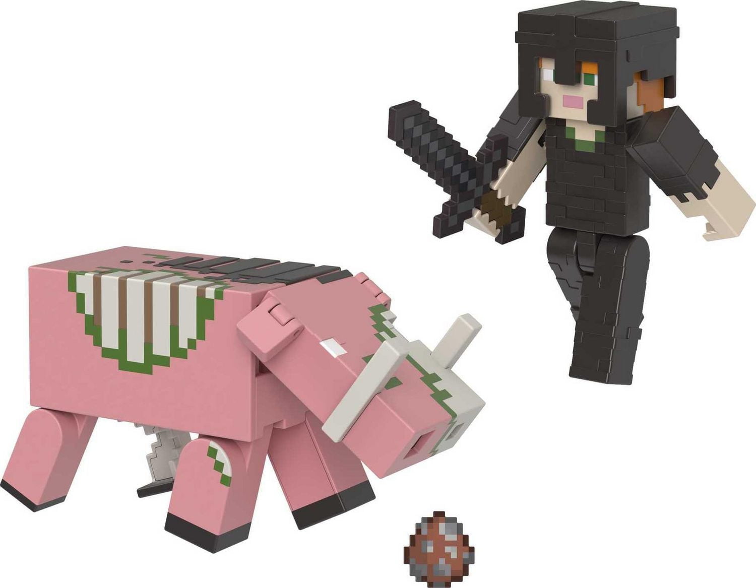 Minecraft Alex in Netherite Armor & Zoglin Action Figures & Accessories 2-Pack, 3.25-in Scale Toy Set