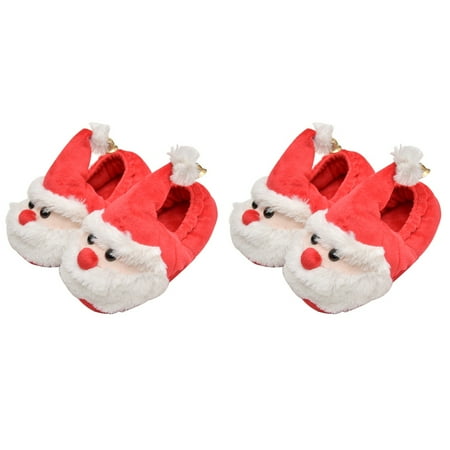 

BERTDOMD 2pcs Santa Claus Slippers Plush Warm Slippers Non-slip Slip-on Shoes Christmas Gift for Adults and Kids - Size 23-24