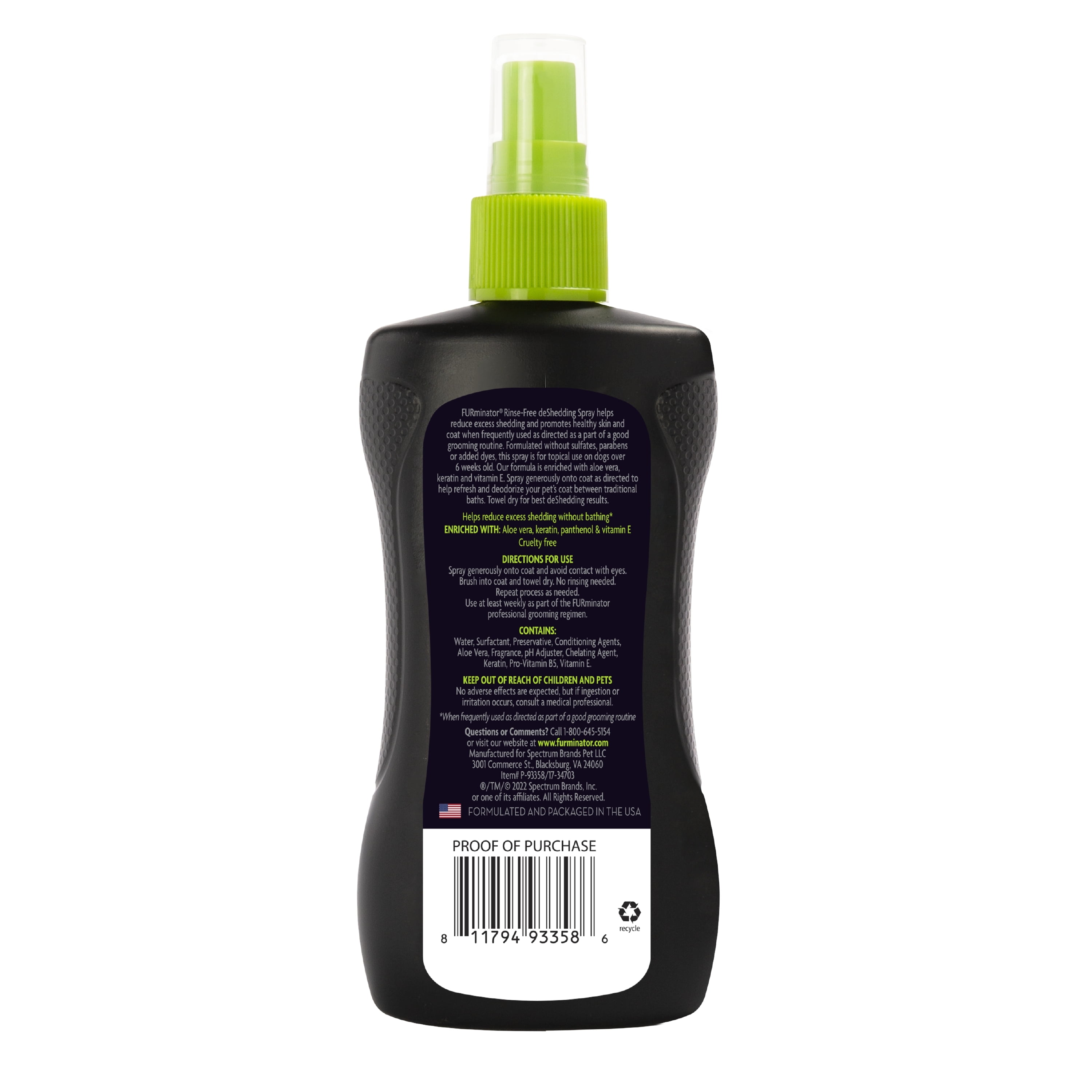 FURminator Rinse-Free deShedding Spray for Dogs, 8.5 fl oz