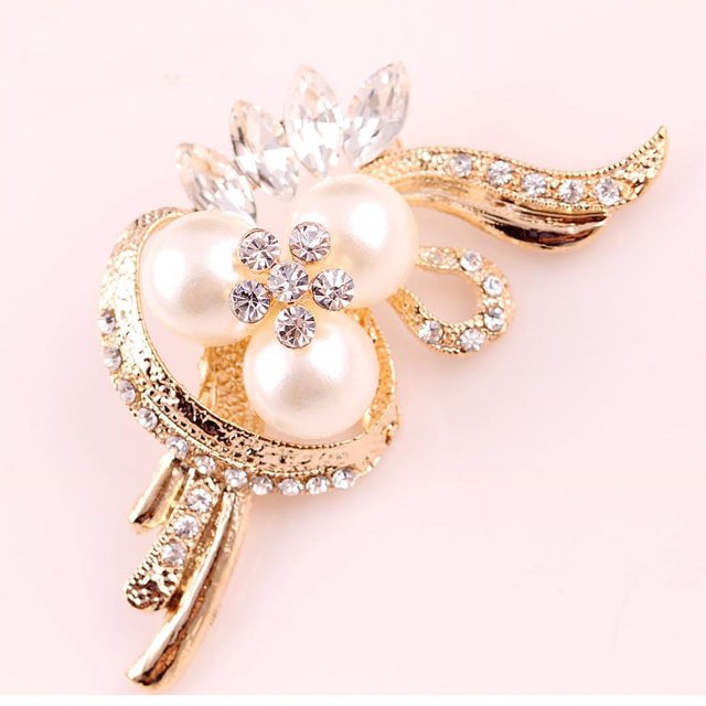 Broche de flores con diamantes de imitación y cisne de perla de moda japonesa y coreana, accesorio femenino