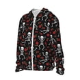 thumbnail image 2 of Rocae Skeleton with Roses Print Breathable Sun Protection Hoodie Quick-Dry Lightweight Long Sleeve Hoodie Unisex Running Sports Shirt Small, 2 of 9