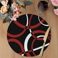 thumbnail image 3 of Red Geometric Round 15 Inch Placemats Set of 2, Vintage Abstract Stripes Aesthetic Art HeatResistant Non Slip Place Mats for Dining Table, Wipeable Braided Kitchen Table Mats for Housewarming, 3 of 9