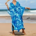 thumbnail image 2 of WTOBBY Women's Flowy Beach Cover-Up Dress Swimsuit Bikini Outerwear Lightweight Chiffon Swimsuit Cape for Tropical Vacation Swimwear,Blue One Size, 2 of 5