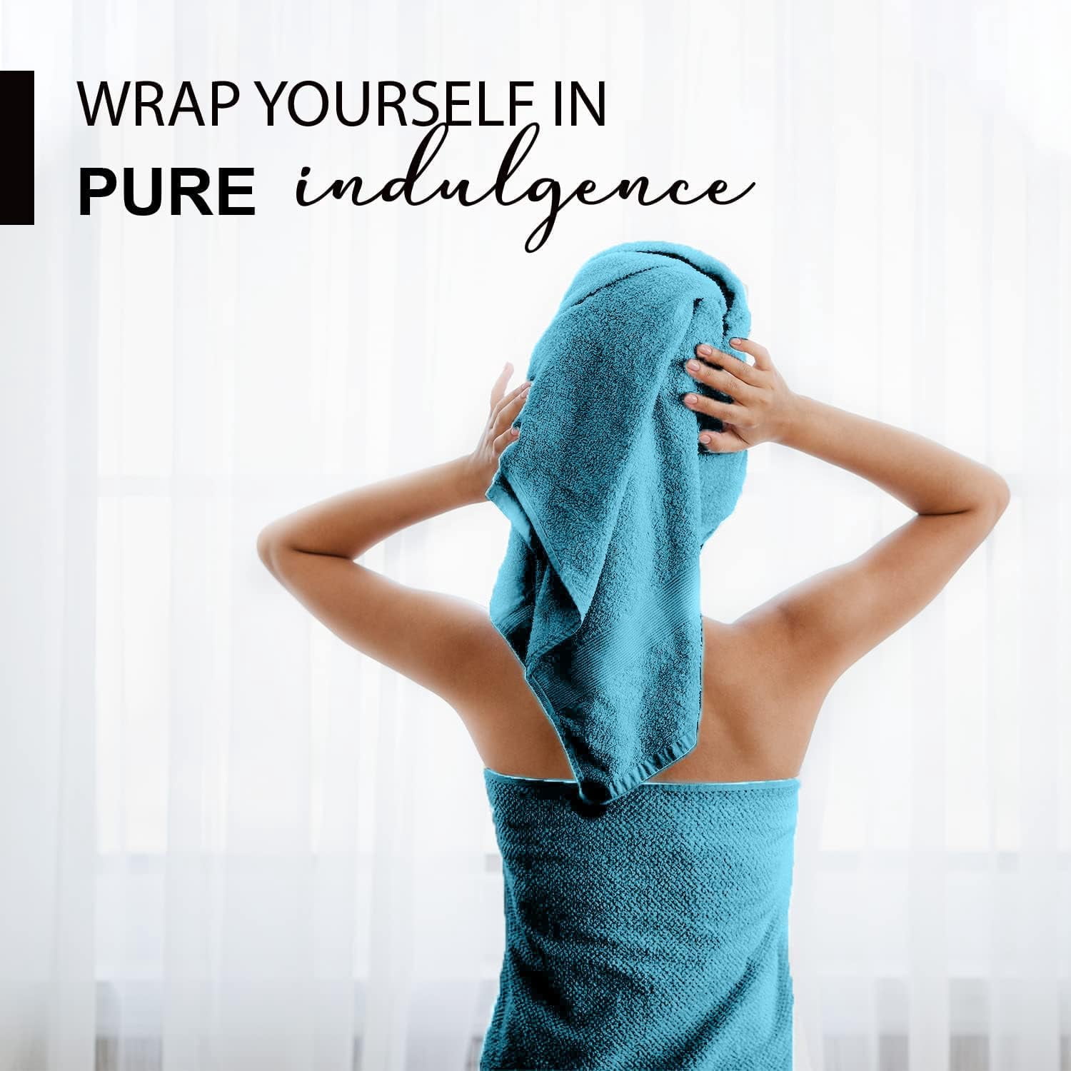 KAHAF COLLECTION 100% Cotton Bath Towels, 24x48 Pack of 6 Towels, Quick Dry, Highly Absorbent, Soft Feel Towel, Gym, Spa, Bathroom, Shower, Pool, Luxury Soft Towels (Aqua, 24x48-6 Pack)