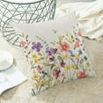 thumbnail image 4 of Spring Pillow Covers 16x16 Inch Set of 2, Colorful Wild Flower Leaves Plant Throw Pillows Case,Seasonal Floral Outdoor Decorative Farmhouse Decor Cushion Covers for Home Sofa Bed Couch, 4 of 6