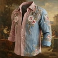 thumbnail image 2 of Mens Long Sleeve Floral Shirts Summer Casual Button Down Dress Shirts Wedding Party Holiday Shirt, 2 of 5