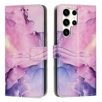 for Samsung Galaxy S25 Ultra Wallet Case for Women Girls, Marble Pattern PU Leather Flip Cover with Card Holder Kickstand Strap, Shockproof Protective Phone Case for Samsung Galaxy S25 Ultra, Purple