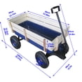 thumbnail image 2 of Collapsible Folding Wagon, Push Pull Foldable Beach Wagon Cart with All-Terrain Wheels, Heavy Duty Utility Grocery Wagon for Outdoor Camping Garden Sport Shopping,Blue+White, 2 of 9