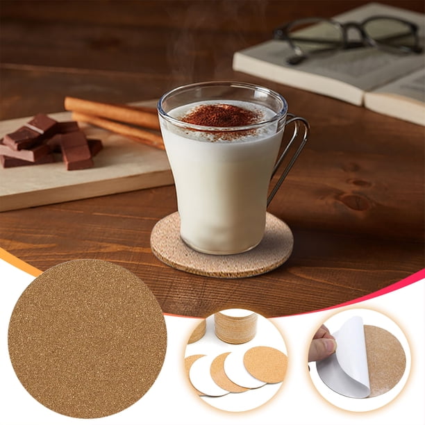 pstuiky 20 unidades de tapetes de corcho autoadhesivos. Tapete de corcho autoadhesivo para tazas de té. Tapete antideslizante de cerámica para la base. Tapete de corcho redondo.