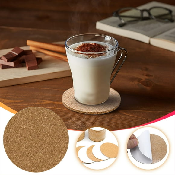 Boovnll Place Mats, 20Pcs Self-Adhesive Cork Mat Self-Adhesive Cork Mat Tea Cup Ceramic Non-Slip Bottom Mat Cork Mat Round Piece, Placemats, Table Mats, Placemats Set of 6
