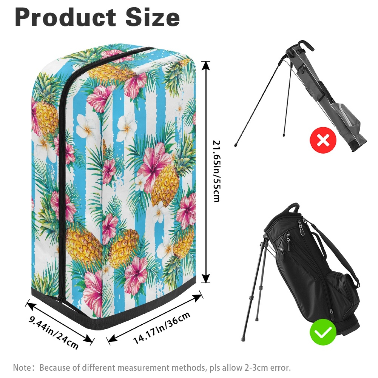 Yuyamidu Pineapple Golf Bag Rain Hood Cover Hibisucs Golf Bag Dust Covers Easy to Use Protect Your Clubs for Mens Women Golfer, Blue