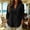 Black plus size linen blouse a1, variant on Women Plus Size 3/4 Sleeve Linen Blouse Curved Hem Collared Casual Loose Fit Tunic Tops for Summer Holiday Beach Vacation St Patrick Day Spring Outfits, Purple S