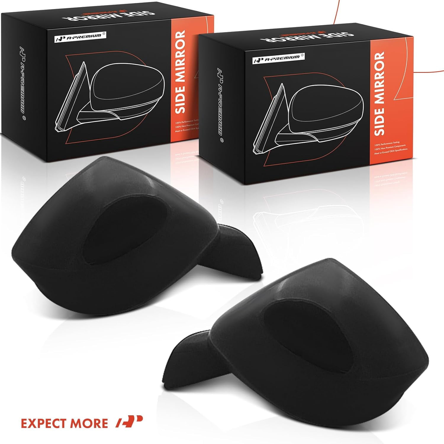 A-Premium Pair (2) Driver and Passenger Side Manual Door Mirror - Compatible with Honda Civic 2012 2013 2014 2015 - Non-Heated Manual Folding Black Outside Rear View Mirror - Replace# 76258TR3A11