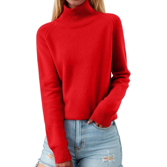 Fashion Women's Sweater with Turtleneck Loose Fit Long Sleeve Knit Thickened Polyester Perfect for Seasonal Styles