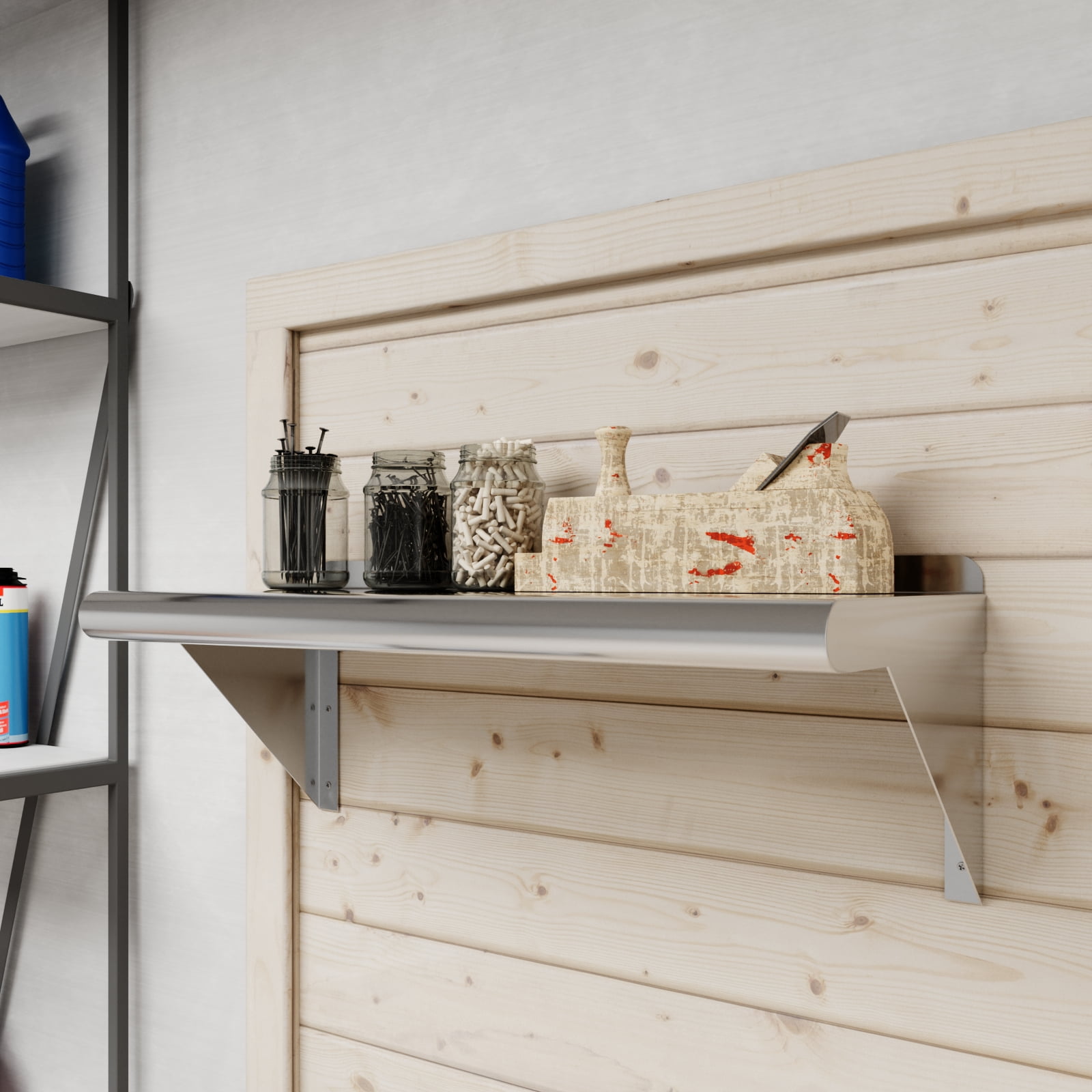 AmGood 10 in. x 24 in. Stainless Steel Wall Shelf | NSF Certified | Appliance & Equipment Metal Shelving | Kitchen, Restaurant, Garage, Laundry, Utility Room