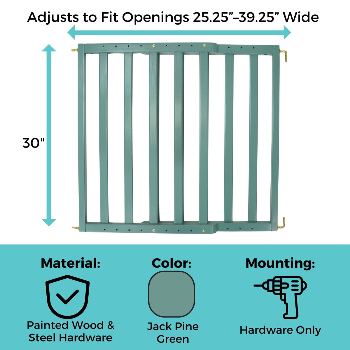 Toddleroo by North States LuxeCraft Wooden Baby Gate, Jack Pine Green