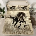 thumbnail image 2 of Manfei Retro Horse Bed Sheets,Rustic Western Farmhouse King Sheets,Beige Black Sheet Set For Men Women,Ultra Soft Home Decor,4pcs, 2 of 7
