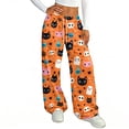 thumbnail image 4 of Fabrcox Halloween Womens Pajama Bottoms Ghost Pumpkin Spider Web Womens Lounge Pant Spooky Comfy Fall Winter Wide Leg Women's Sleep Pants, 4 of 5