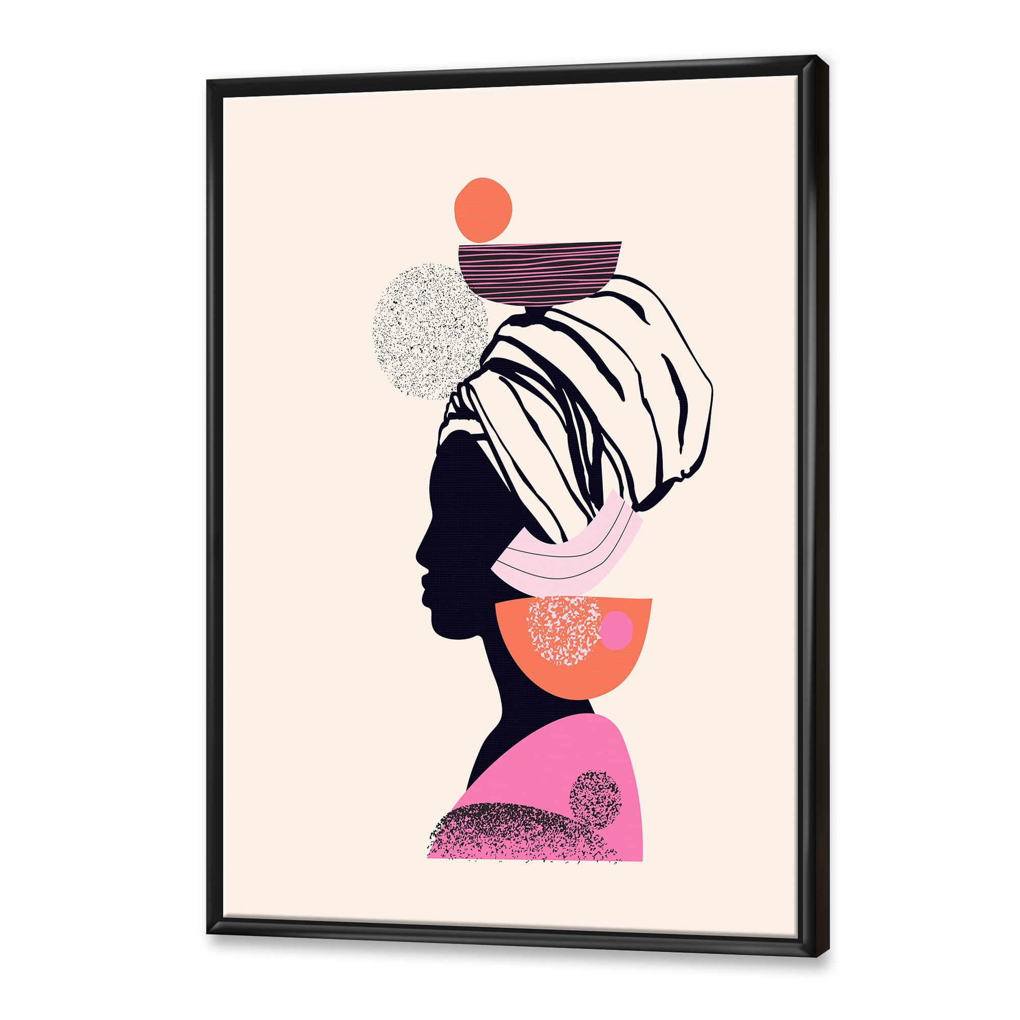 Designart 'Ethnic Portrait of African American Woman' Modern Framed Canvas Wall Art Print