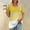 A_ Yellow, variant on Stylish Olyvenn Womens T Shirts Short Sleeve Pleated Dressy Casual Scooped Neck Summer Button Tops Color Block Striped Blouses Blue S