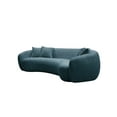 thumbnail image 4 of 102" Modern Sofa Couch, Upholstered Half Moon Curved Living Room Sofa with 2 Throw Pillows, 3-Seat Teddy Fleece Velet Fabric Leisure Couch with Armrest for Living Room, Office, Blue, 4 of 7
