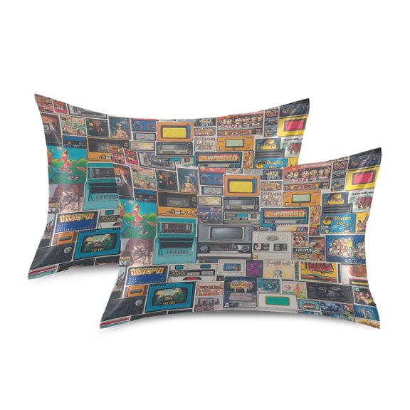 Yayeee Pillowcase Standard Size Set of 2 Satin Wrinkle Resistant Pillow Case, Large Retro Collection Pattern