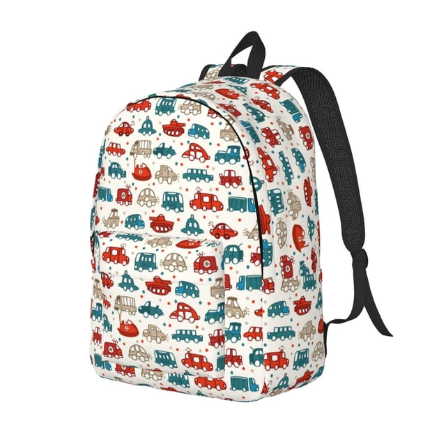 Balery Artoon Car Mochila Clásica Impresa Básica para Viaje, Mochila Escolar Resistente al Agua, Mochila de Lona con Correas Ajustables-Small