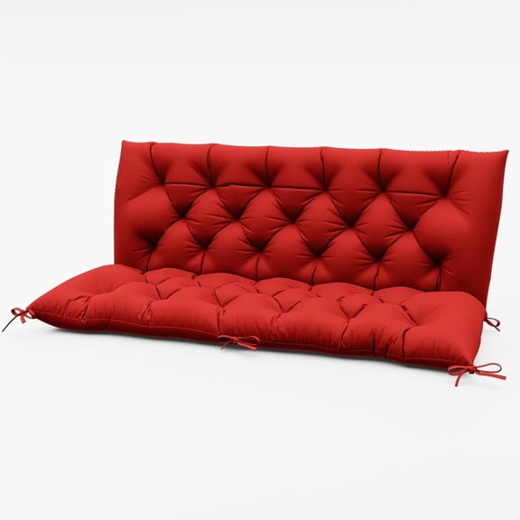 Pakunoda Porch Swing Cushions 60” X 40” X 5”, 2-3 Seater Bench Cushion with Backrest, Waterproof Replacement Outdoor Cushion with Tie, Red