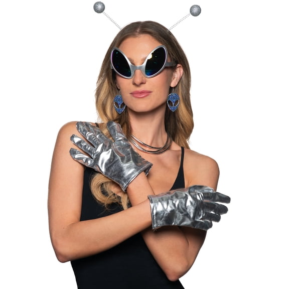Underwraps Alien Accessory Kit for Women Space Costume Set with Glasses Earrings Antennae Necklace Halloween Cosplay Accessories One Size