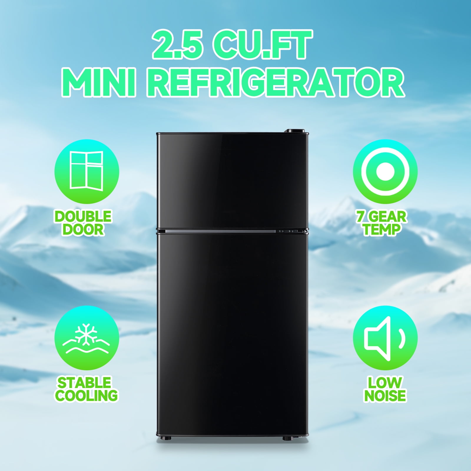 TACOOL 2.5Cu.ft Small Refrigerator Mini Fridge for Dorm with Drink Holder and Egg Tray, Black