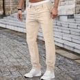 thumbnail image 2 of Vedolay Men's Pants Comfy Linen with Pockets Beach Capri Pants Khaki,XL/33, 2 of 5