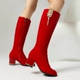 thumbnail image 7 of UngA Western Boots Women Cowboy Boots for Women Mid Calf Fashion Cowgirl Boots Red,5.5, 7 of 7