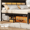 thumbnail image 2 of Tydimor Bed Frames Queen LED Lighting with Headboard Storage Shelves, USB Ports Queen Size Platform Bed Frame Steel Slats Support, Underbed, 2 of 6