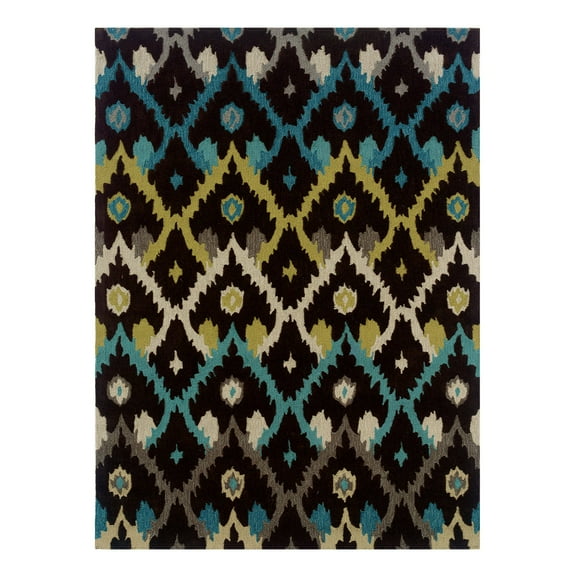 Linon Home Decor Trio Area Rug Collection, Sand and Teal, 1.83' x 2.83'