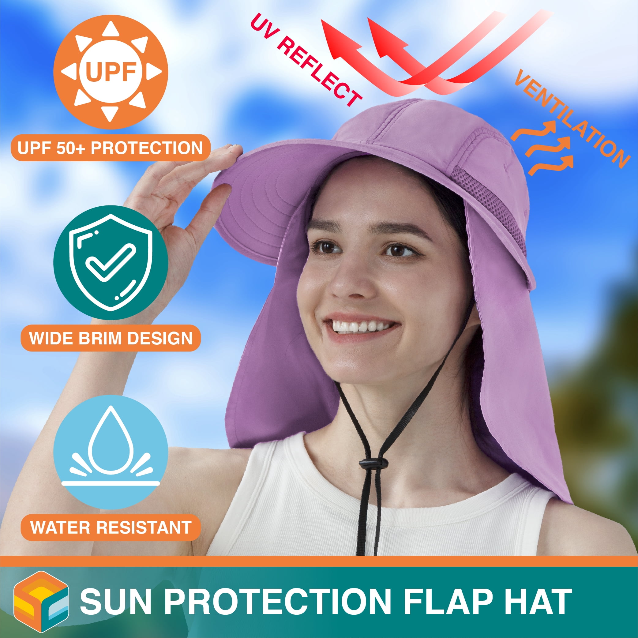 UPF 50+ Sun Hat with Neck Coverage Foldable Golf Hat Adjustable Ultimate Wide Brim Sun Hat UPF50+ - Solbari USA main image 3