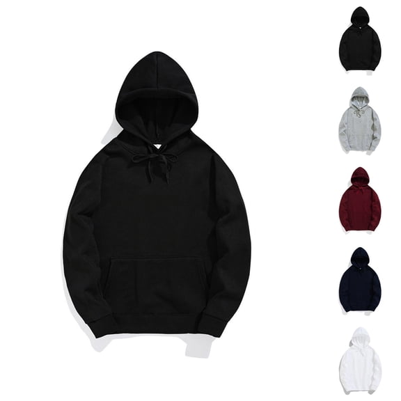 Basic Hoodie for Men 2025 Fall Winter Long Sleeve Casual Plain Hooded Sweatshirt with Pockets Pullover Tops