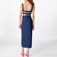 thumbnail image 6 of Sakmal Long Womens Dresses Blue Graduation Cocktail Split Dress Square Neckline Sleeveless Dresses, 6 of 8