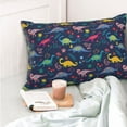 thumbnail image 4 of Honeii Dinosaur Flowers Print Pillow Cases,Plush Throw Pillow Covers,Decorative Pillowcase for Sofa, Couch, Living Room-20"x30", 4 of 6