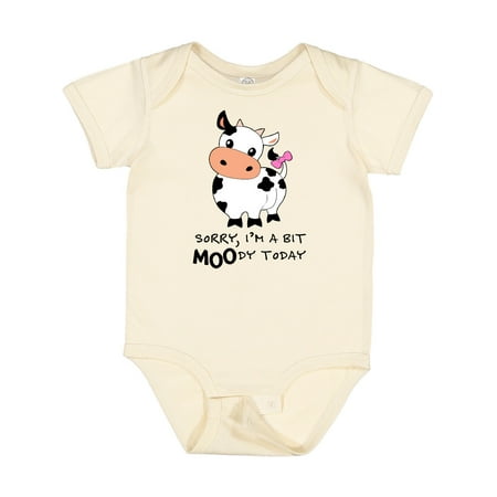 

Inktastic Sorry I m a Bit MOOdy Today Cute Cow Pun Gift Baby Boy or Baby Girl Bodysuit