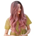 thumbnail image 4 of LC313 Peluca larga ondulada rosa con raya al medio y cabello completo rizado, pelucas sintéticas para disfraz de cosplay para mujeres, 4 of 15
