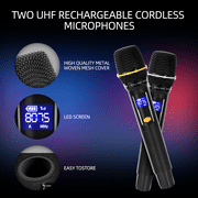 2025 Upgraded Karaoke Machine with Lyrics Display Screen for Adults, All in One with 15 Inches Tablet, Bluetooth Speaker with 2 Wireless Mics, DJ Lights, Portable Karaoke System for Party