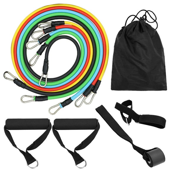 Amdohai 11pcs Resistance Bands Set Workout Fitness Exercise Tube Bands Door Anchor Ankle Straps Cushioned Handles with Carry Bags for Home Gym Tra